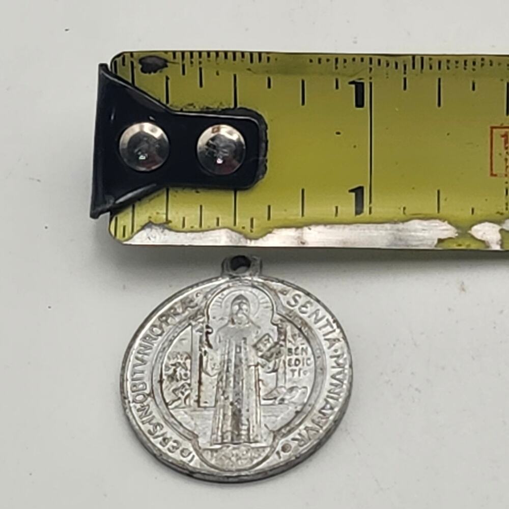 St Benedict Medal Pendant Catholic Silver Tone Protection Cross Charm Devotional - Picture 4 of 6